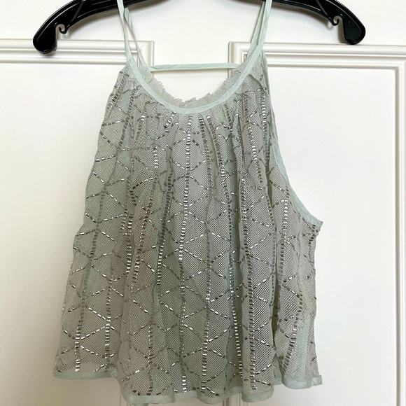 2/$20 Free People Atlantis Embellished Mesh Top - Picture 3 of 5